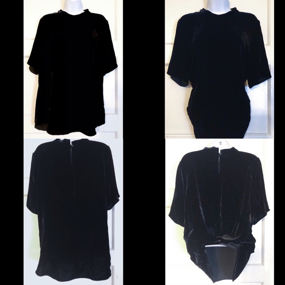 Velvet short sleeve mock neck top size Medium - Picture 2 of 7